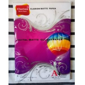 1 Clarion Matte Glossy Paper Digital A4 100sheets One Side Glossy