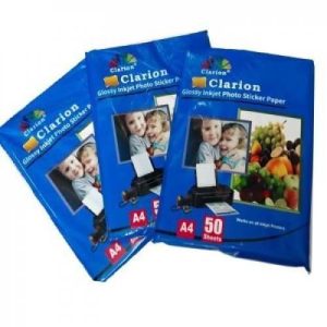 Clarion Glossy Inkjet Photo Sticker Paper A4 50 Sheets